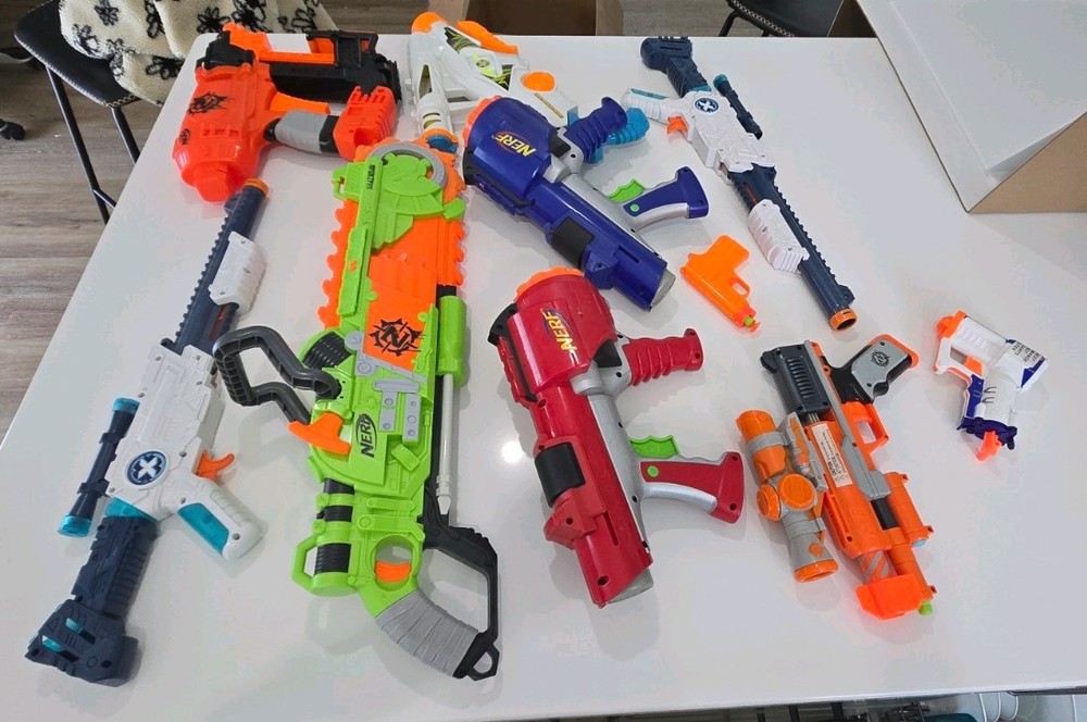 Nerf Blaster Lot w/ Darts & Targets Mixed Models Tested Working Bundle