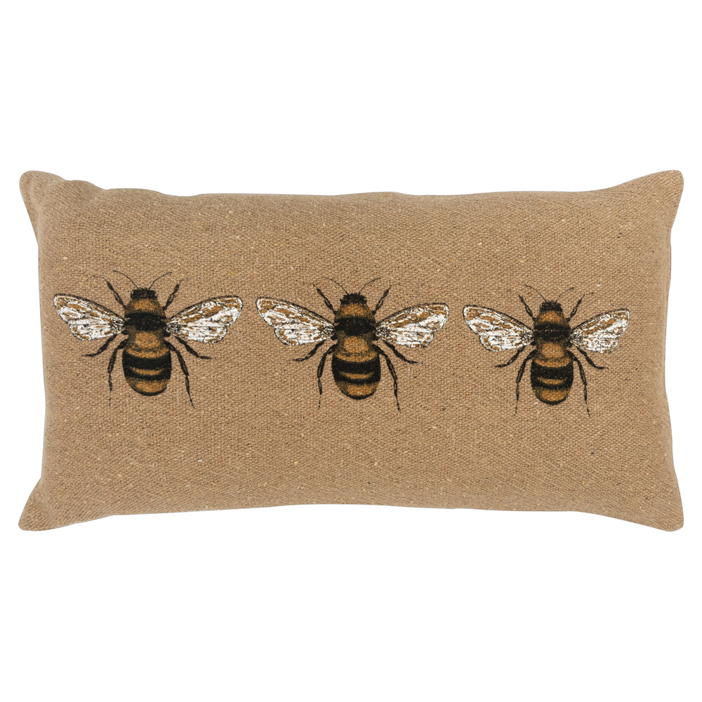 Rizzy Black Transitional Bees Buzzing Solid Throw Pillow Nature Print T16591