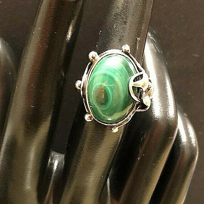 Malachite Sterling Silver Ring 6.5 (Artisan made)