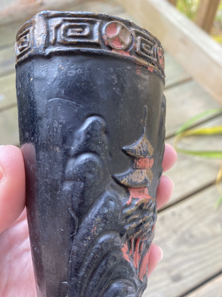 Japanese Wall Black/Red Wall Sconce Mixed Materials