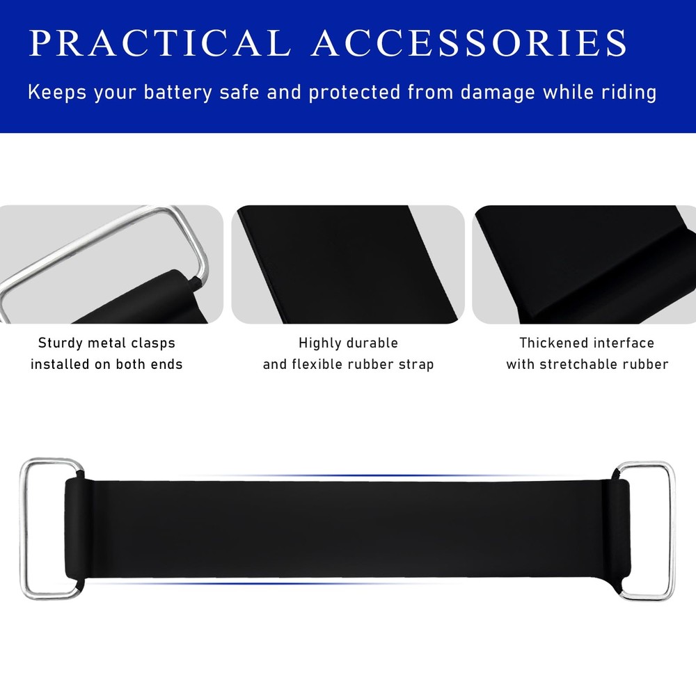 KVAEY 4 PCS Motorcycle Battery Strap, Stretchable Strap Rubber 1