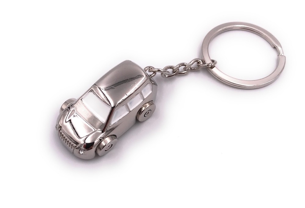Silver Metal Compact Car Keychain