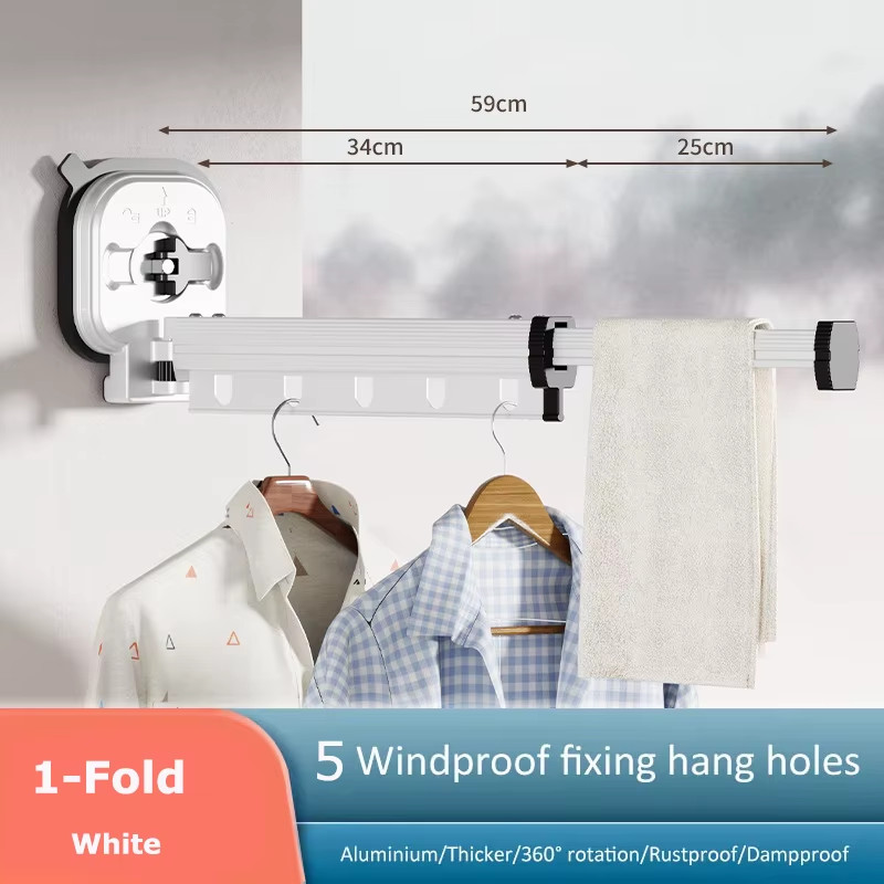 Space-Saving Folding Clothes Hanger Wall-Mount Drying Rack for Home Laundry