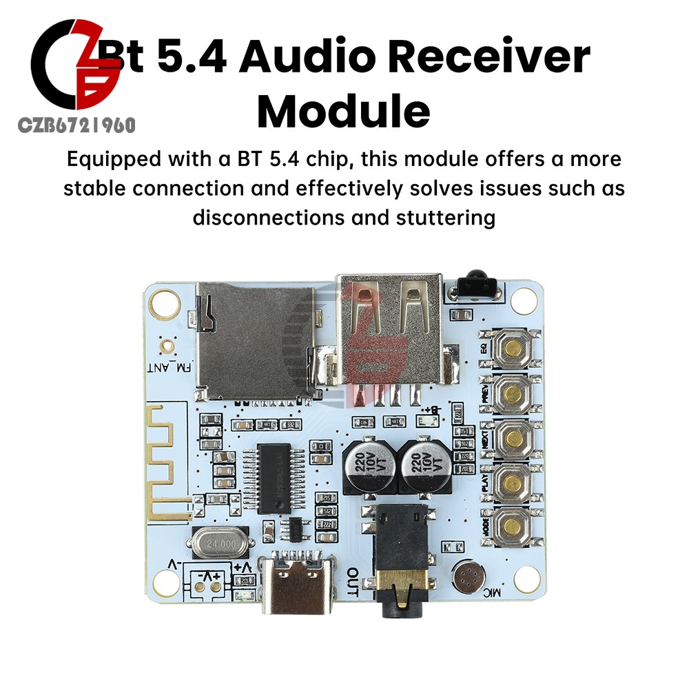 Audio Receiver Board Module Player Bluetooth 5.4 Lossless Decoder Module Type-C