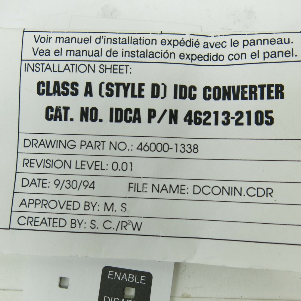 Edwards EST IDCA Module Class A Converter GS Building Systems - NOS
