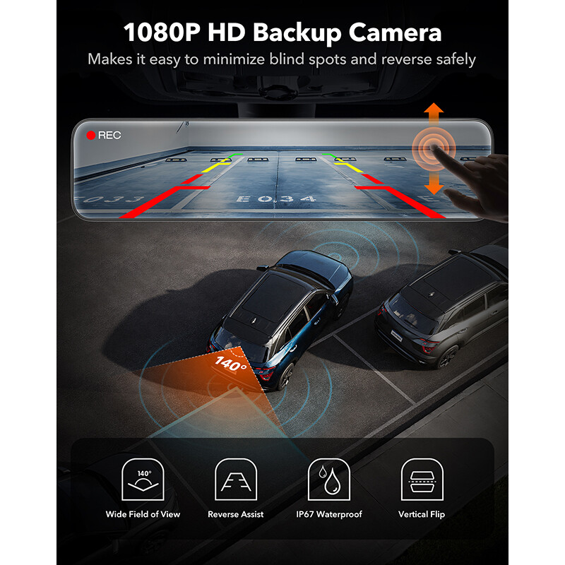 WOLFBOX G890 3 Channel Dash Cam 4K Front and Rear Dash Camera GPS W/ Card Reader