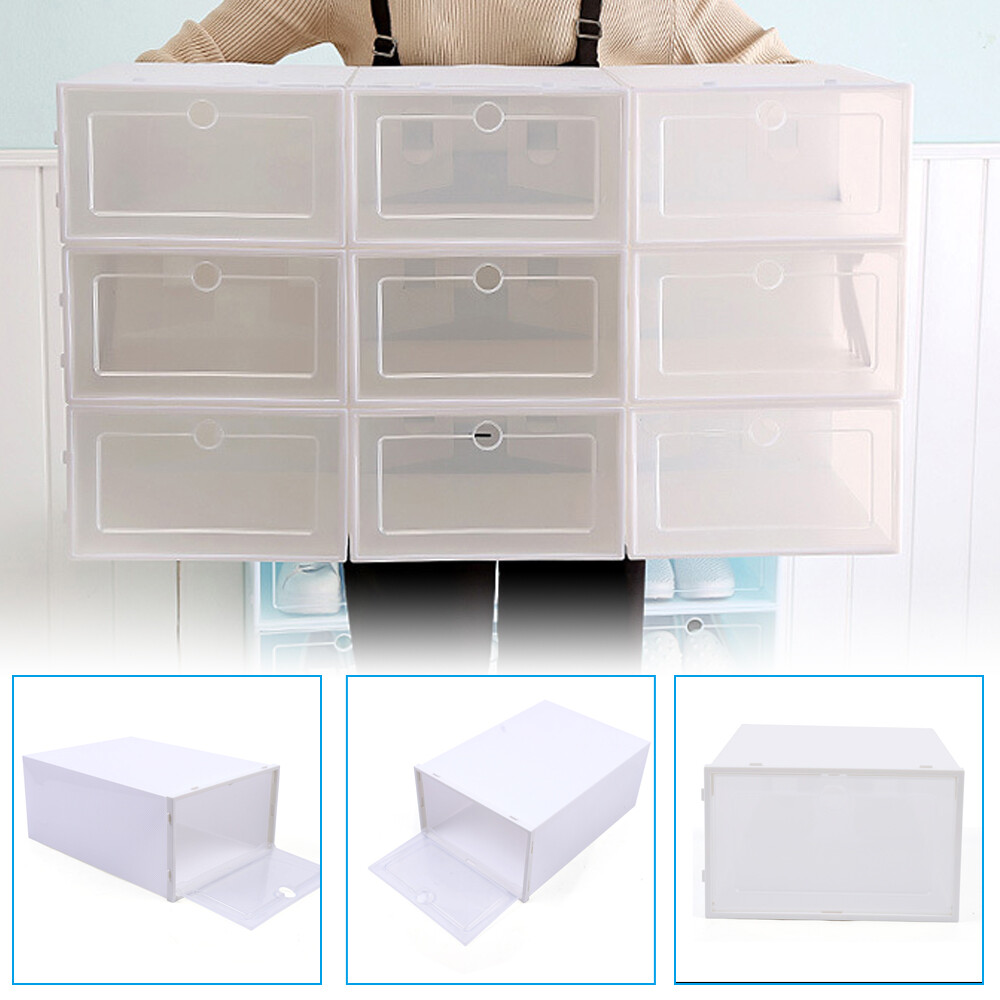 Optional 20/24x Shoe Box Organizer Foldable Storage Plastic Clear Box Stackable