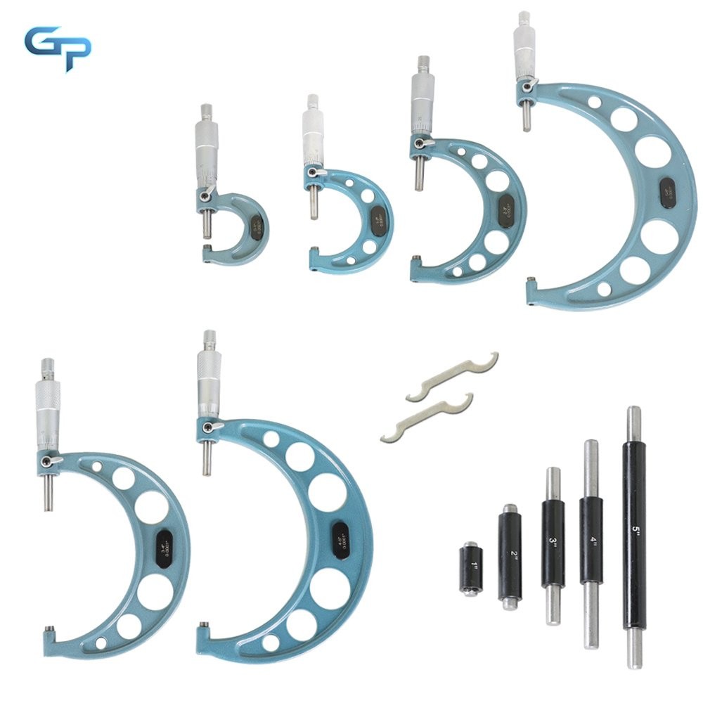 0-6" SOLID METAL FRAME MICROMETER SET 0.0001" Premium Precision