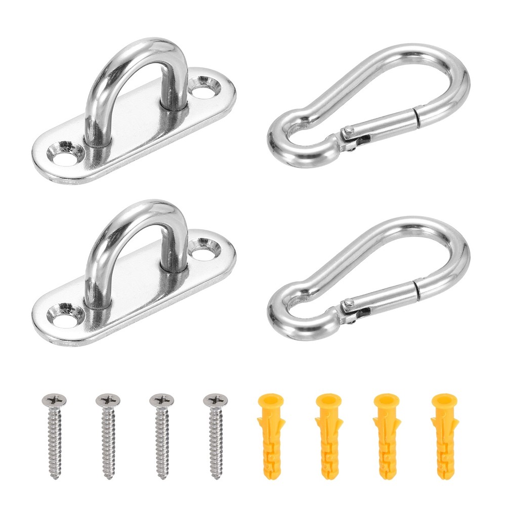 2Set M5 Eyelet Bracket Set Elliptic Hook Plate and Hook, Silver