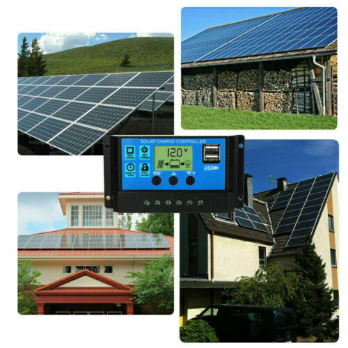 Solar Charge Controller Panel Regulator USB Backlight LCD Display 30A 12V/24V
