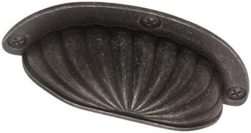 Cup Pull Handle Cabinet Dresser Hardware Black Scallop