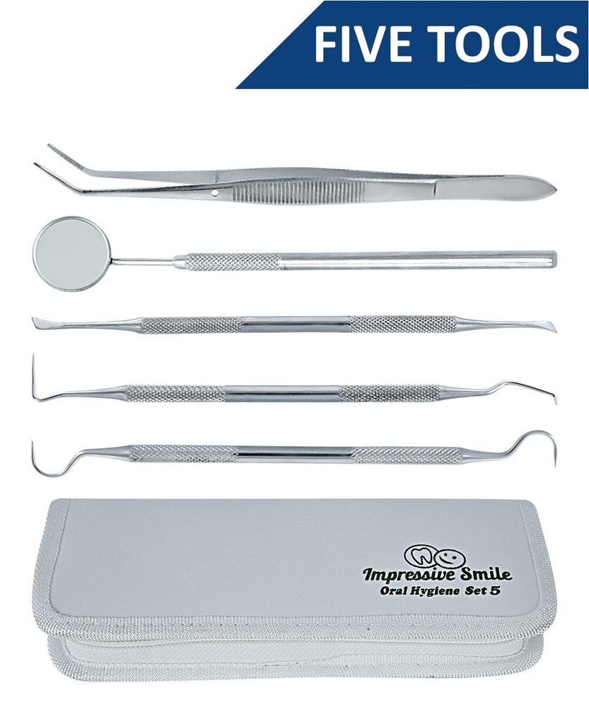 Professional Five Tools Dental Hygiene Kit for Calculus & Plaque Removal