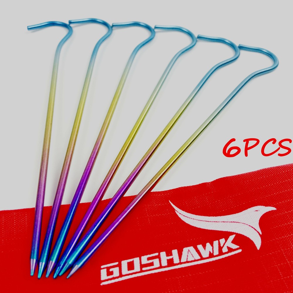 6 Pcs Titanium Tent Peg Ground Ultralight 5g Stakes