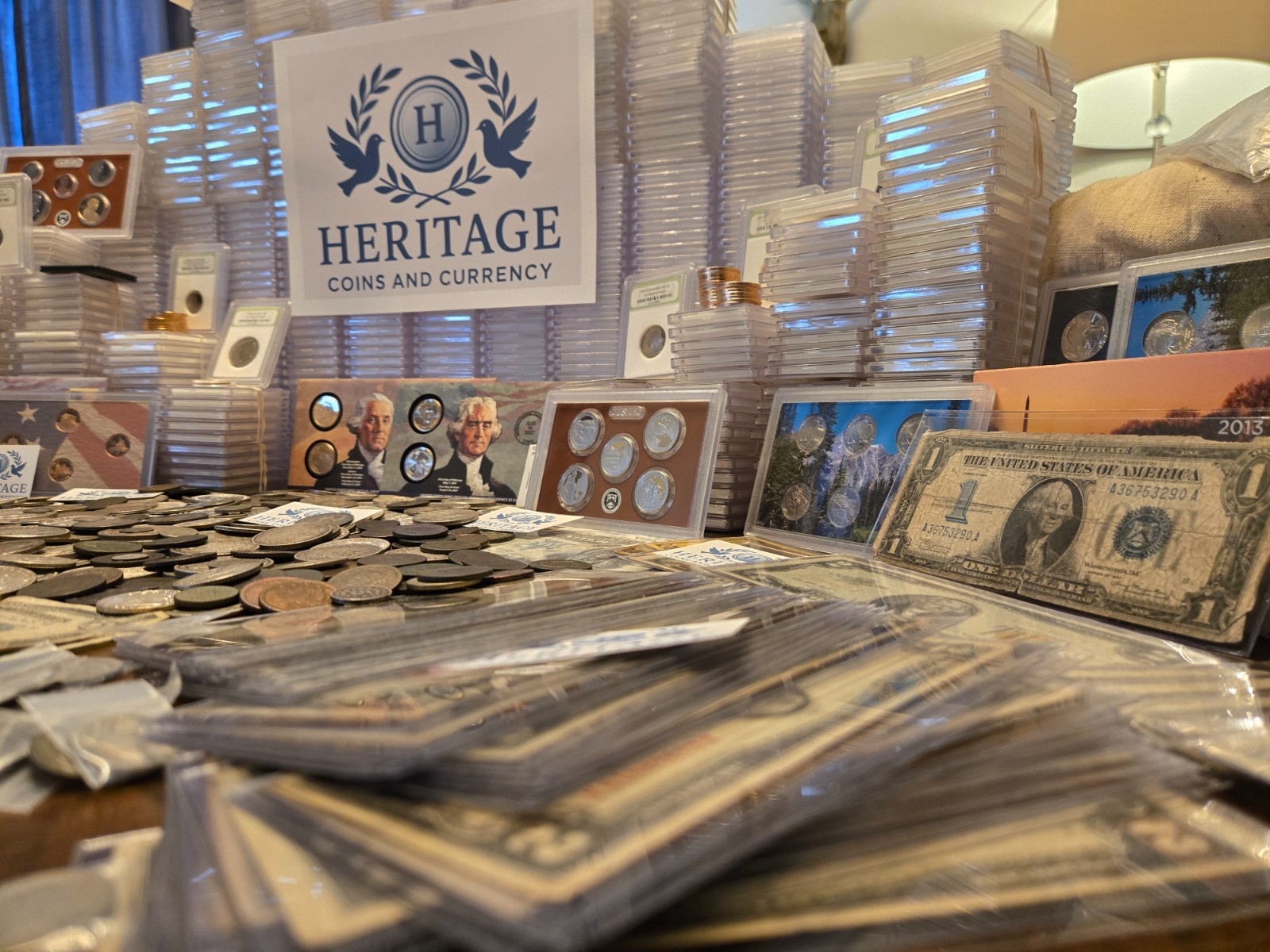 ESTATE SALE, OLD COINS, GOLD, .999 SILVER BARS, BULLION, RARE U.S. BILLS, PROOFS