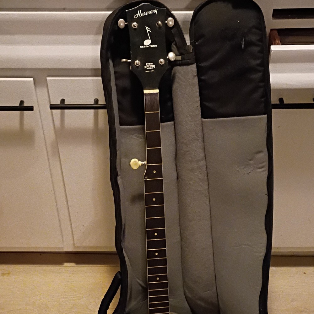 Harmony Reso-Tone 5-String Open Back Banjo Black Silver with Bag