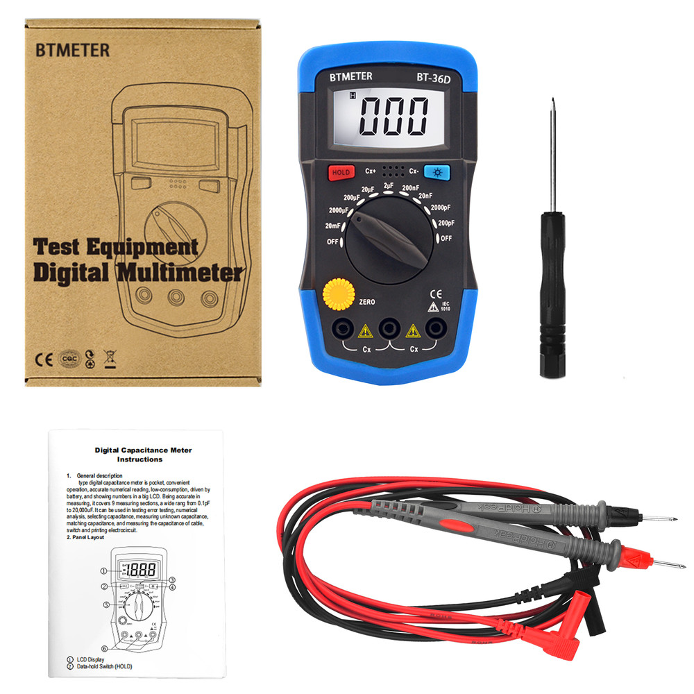 Digital Pro Capacitor Tester Multimeter Capacitance Meter 200pF-20mF Back Light