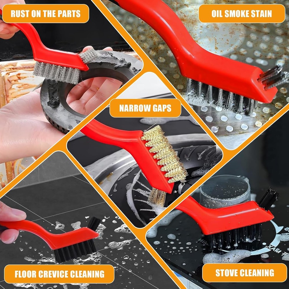 6Pcs Wire Brushes for Cleaning Rust, Small Wire Brush, Wire Wheel for Drill Stee