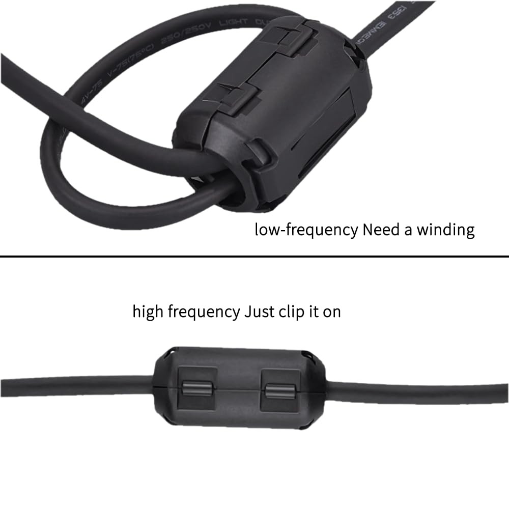 Ferrite Ring Core Black RFI EMI Noise Suppressor Cable Clip-20Pcs