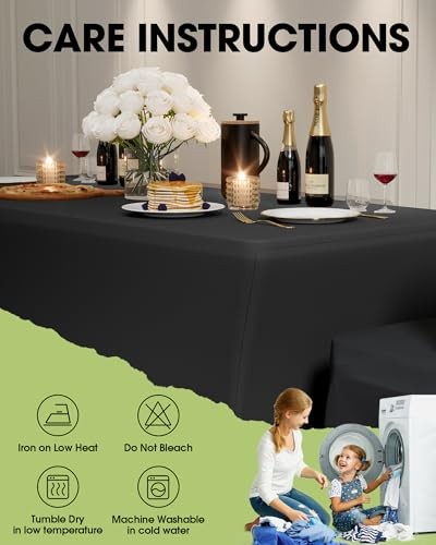 Spandex Tablecloth 6ft - 6 Pack, Fitted and Stretch Table 6 Ft - 6 Packs Black