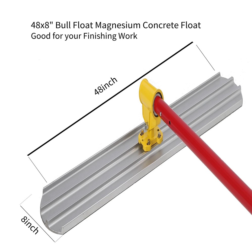 48" x 8" Bull Float Magnesium Concrete Float Tool Round End Concrete Trowel Tool