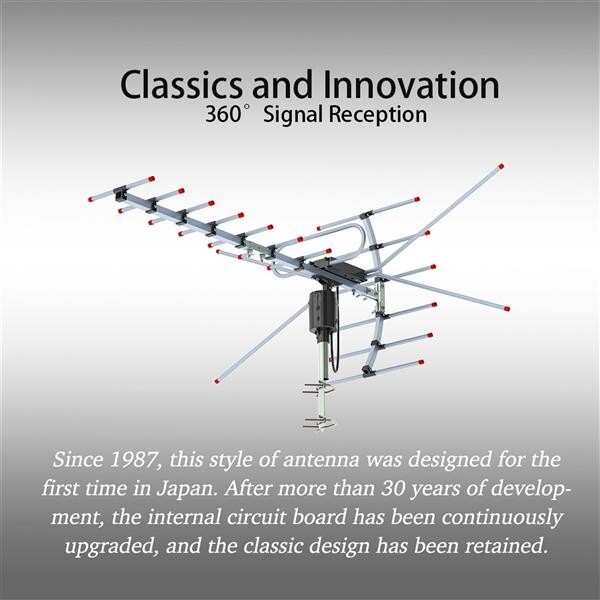 990 Miles HD 1080P Outdoor Amplified HDTV Digital TV Antenna VHF UHF 360°Rotatio