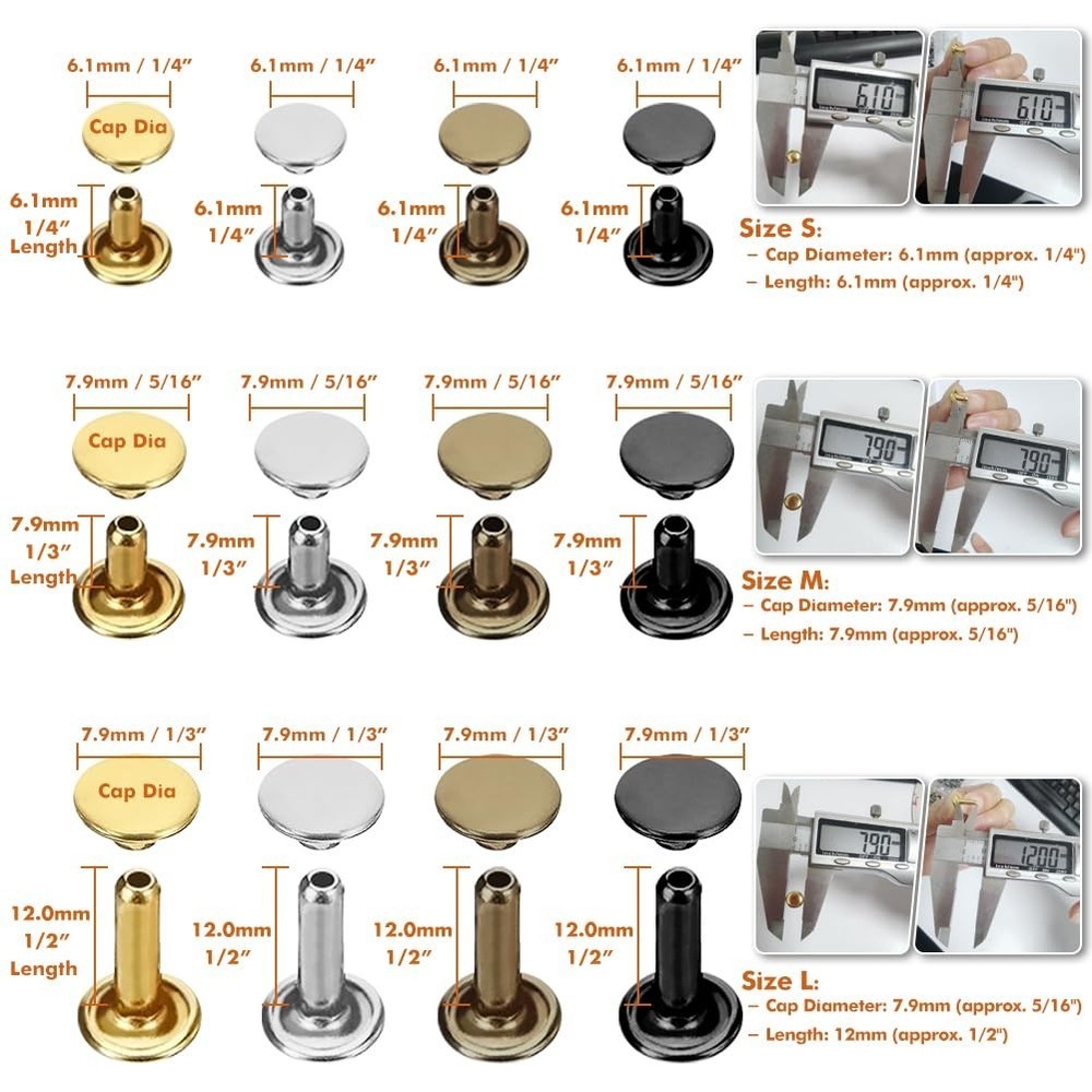 Professional DIY Leather Rivets - 480 Sets with Installation Tools Included