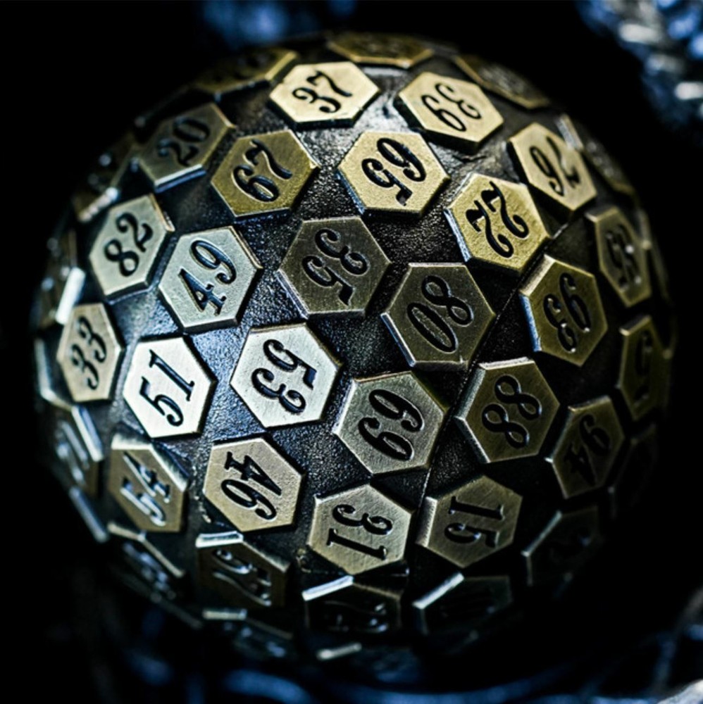 Electrum Solid Metal d100 Poly RPG DnD Dungeons Dragons Pathfinder d20 AD&D B