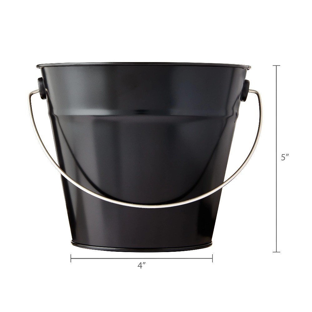 Black Metal Pail with Handle 2-Pack 5-Quart Capacity