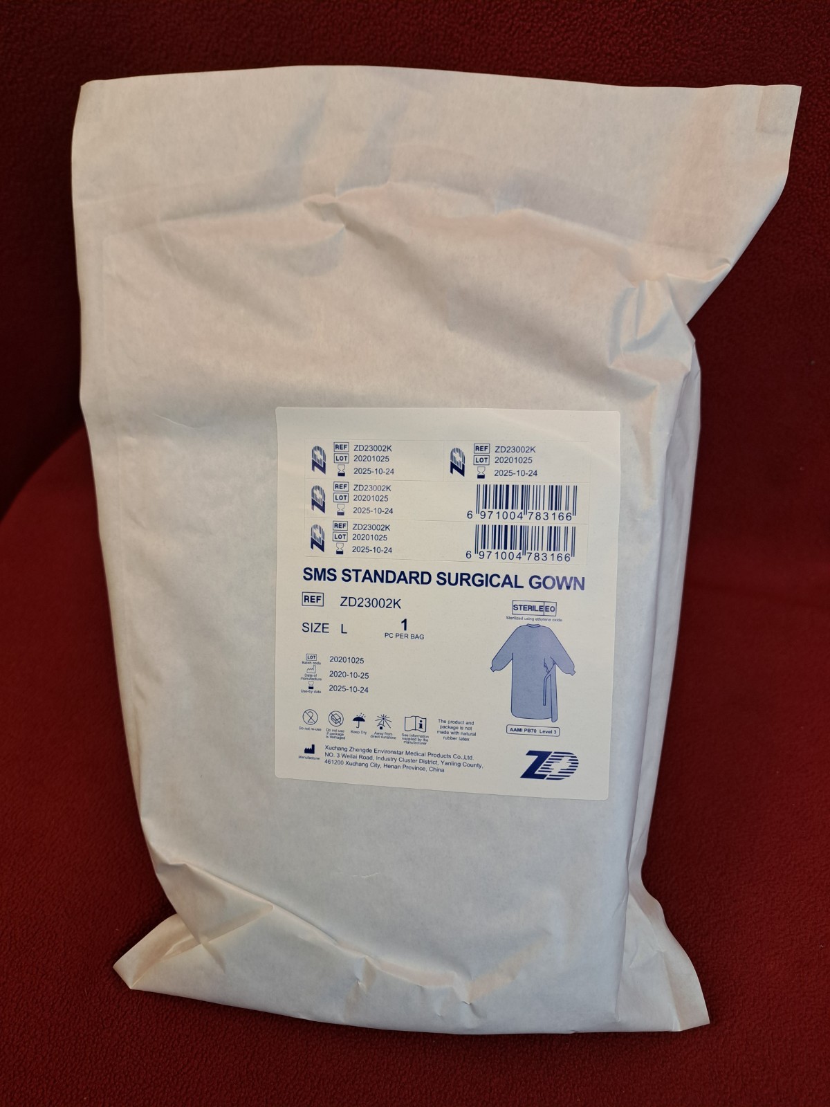SMS Surgical Gown Level 3 – Sterile, Disposable, Pack of 2 - SIZE Large