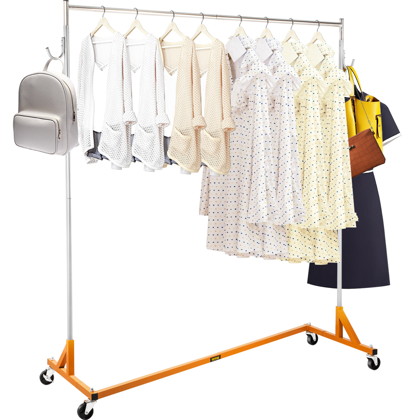 VEVOR 71in Garment Rack Z-Truck 300lbs Heavy-Duty Collapsible Clothing Stand