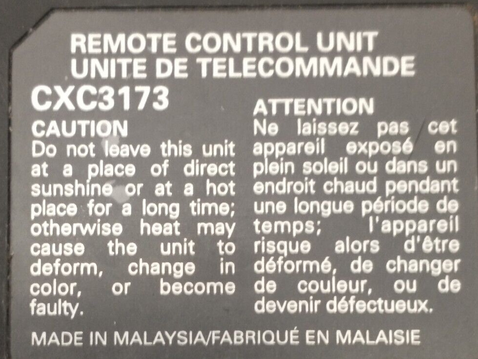 PIONEER REMOTE CONTROLLER CXC3173