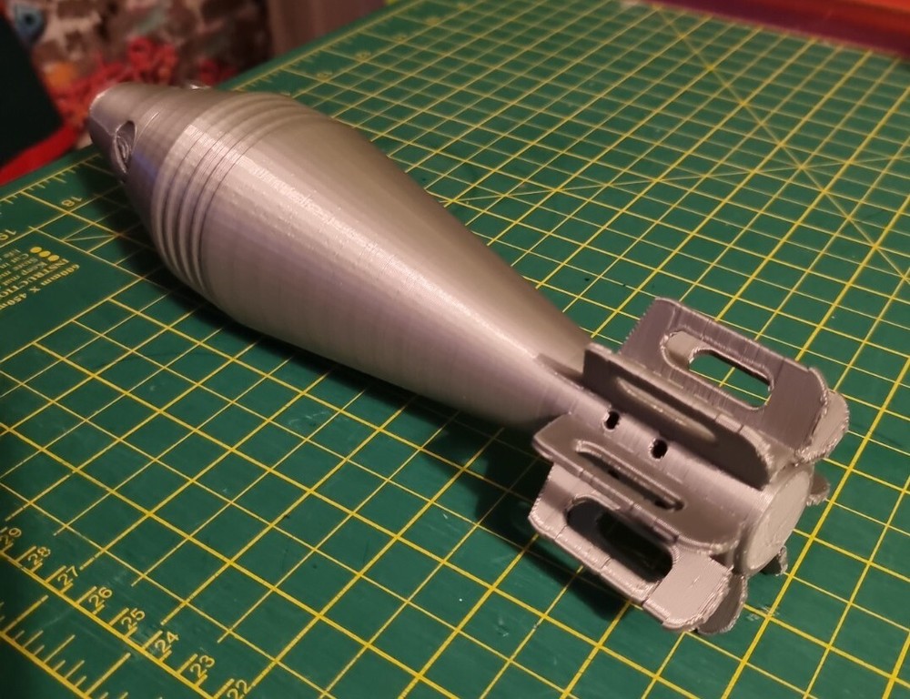 60mm M49A1 Mortar Shell Replica. Prop WW2 3d printed plastic.