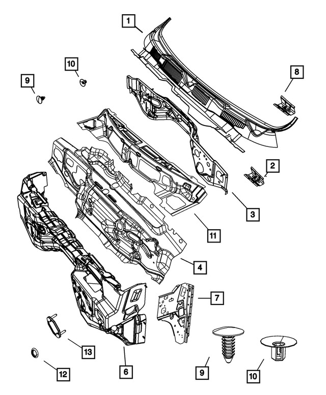 Genuine Mopar Cowl Panel 55277424ab