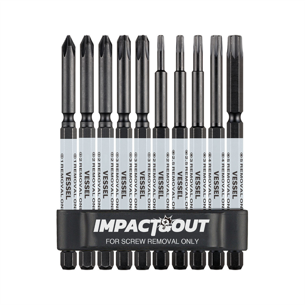 Vessel Tools Impact & Out Screw Removing Bit ASSORTMENT