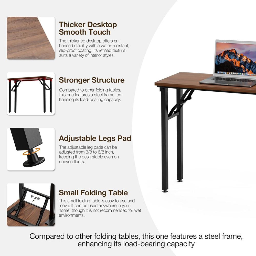 Small Computer Desk Folding Table - 35.8" Foldable Office Desk, No Assembly