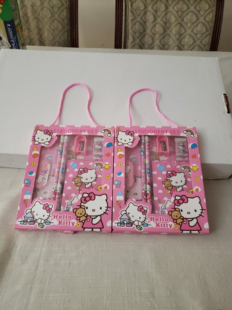 2 Hello Kitty Gift Sets School Supplies  Ruler Pencil Sharpener NotePad Notebook