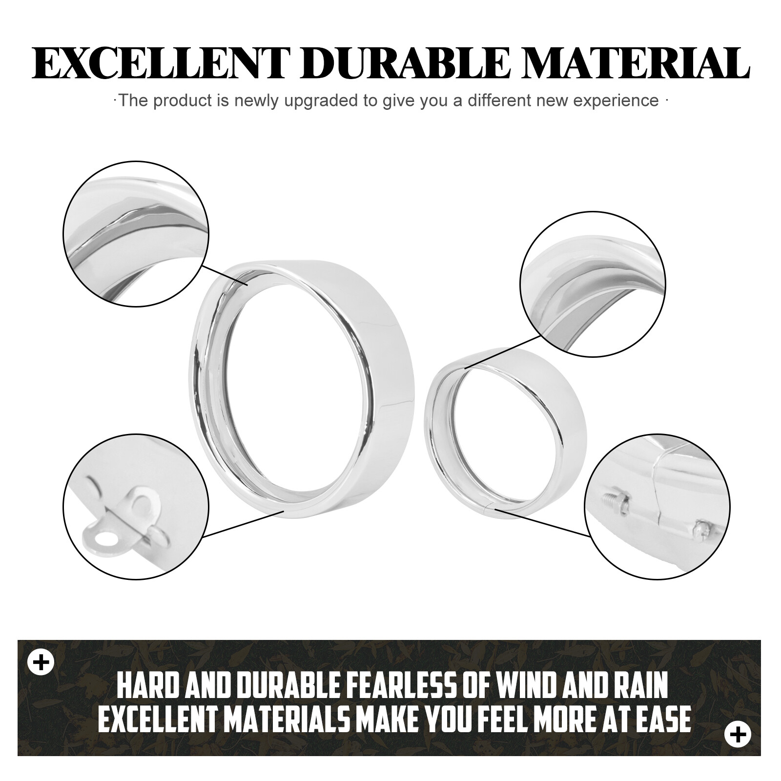 7" Headlight 4.5"Fog Light Visor Trim Ring Cover For Harley Softail Deluxe 94-17