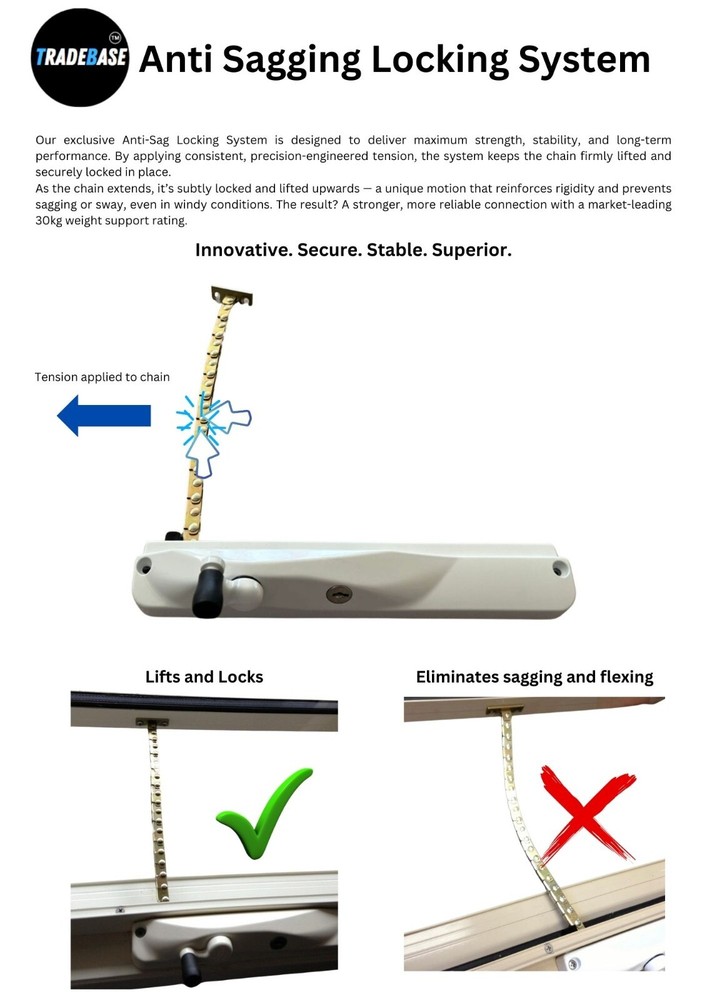 TRADEBASE Window Winder White Right Hand - Lockable