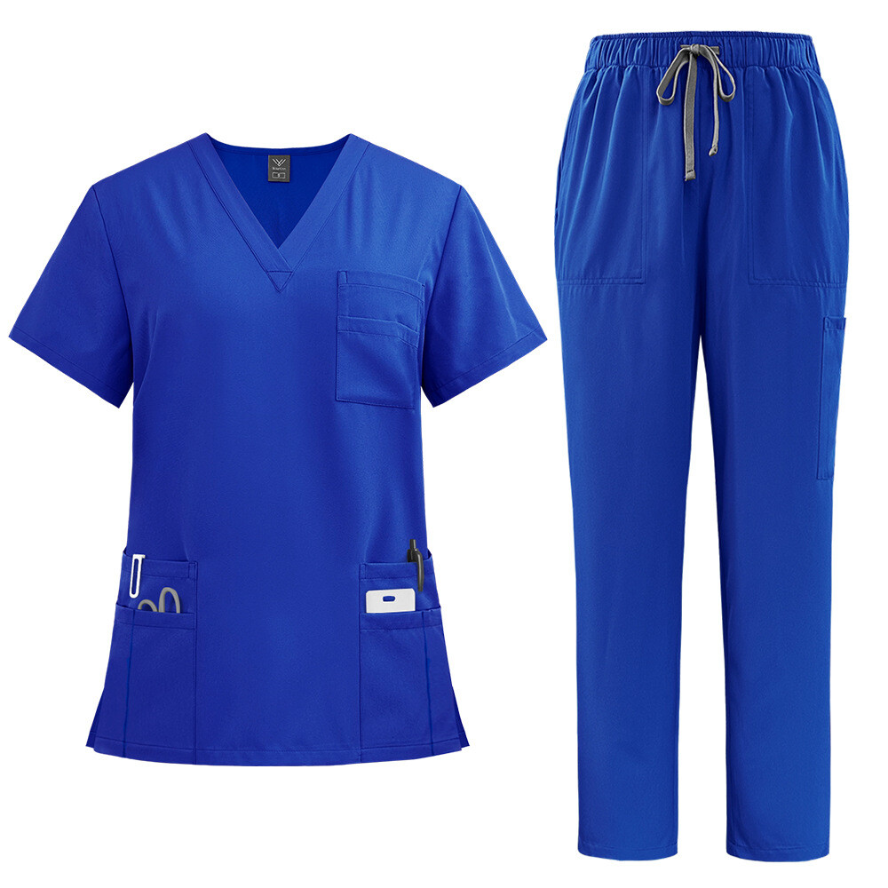 Scrub Set Men Women NiaaHinn Scrub Medical Uniforms V-Neck Top Straight Pants