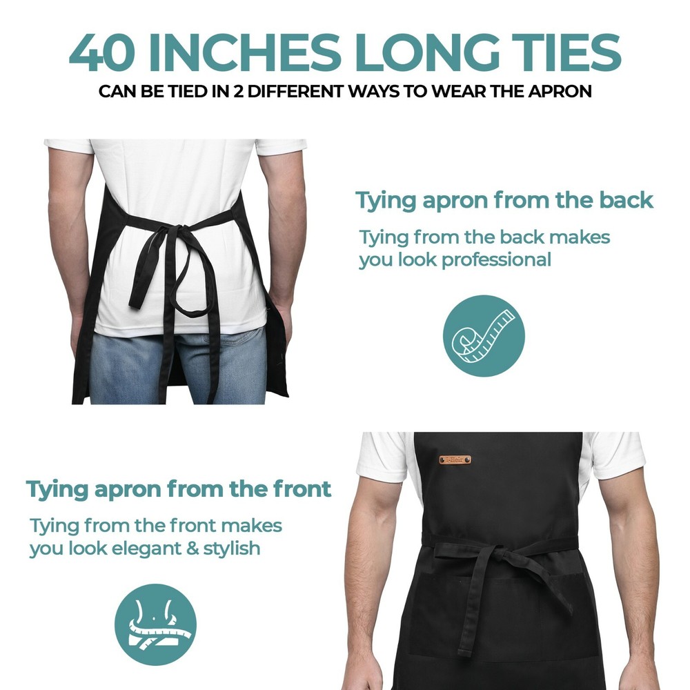 Professional Grade Chef Apron, Cotton and Polyester, Adjustable, Kitchen, BBQ