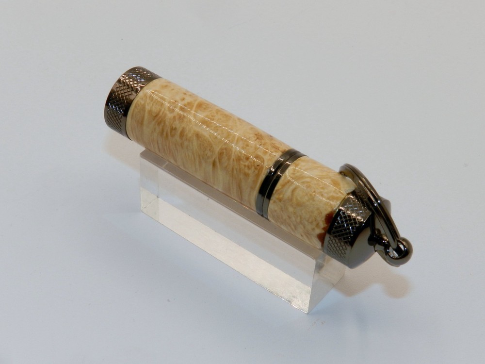 Handmade Key Chain Lighter w/ replaceable flint. Made from Box Elder Burl. #43