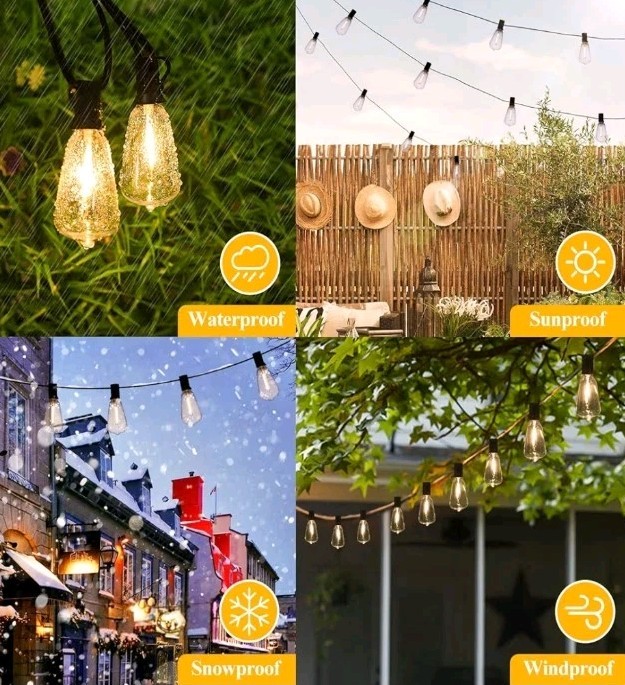 Brightever LED Outdoor String Lights 100FT Patio Lights with 52 Shatterproof...