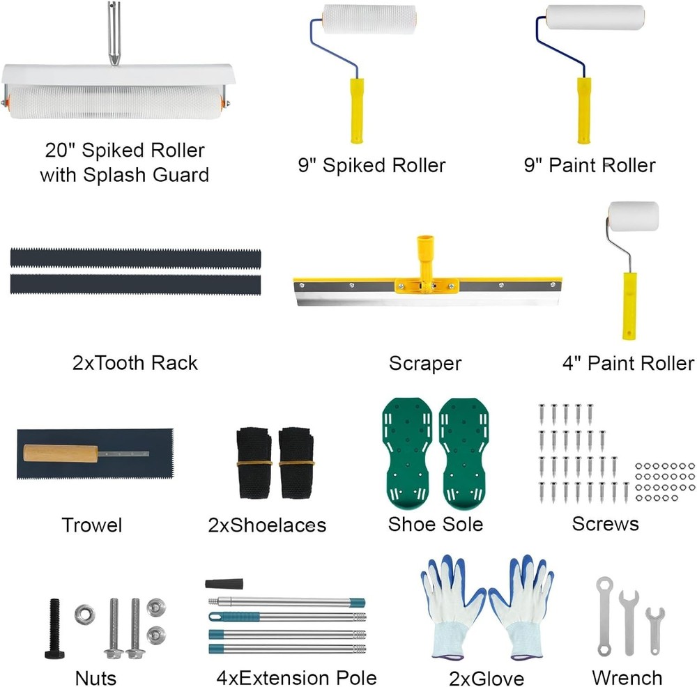 Versatile Self-Leveling Cement Tool Set with Stainless Steel Scraper & Gloves
