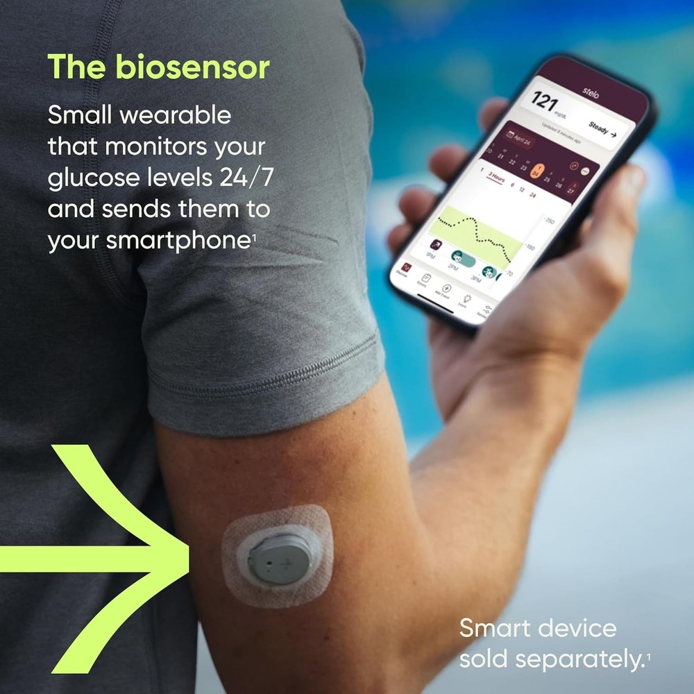 Stelo Glucose Biosensor by Dexcom CGM 2-Pack – 24/7 Glucose Tracking