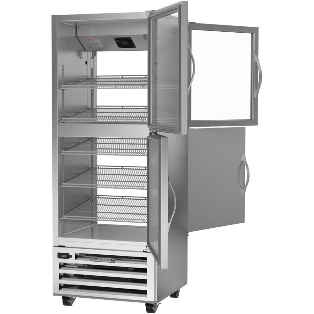 Beverage Air RID18HC-HGS 27" 1-Section Pass-Thru Refrigerator w/ 2 Solid & 2 ...