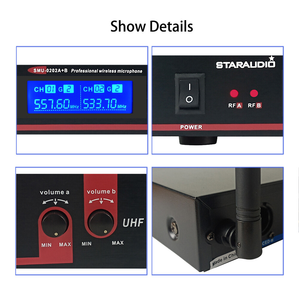 UHF Microphone Receiver Wireless Handheld Mic Headset Lavalier Lapel Microphone