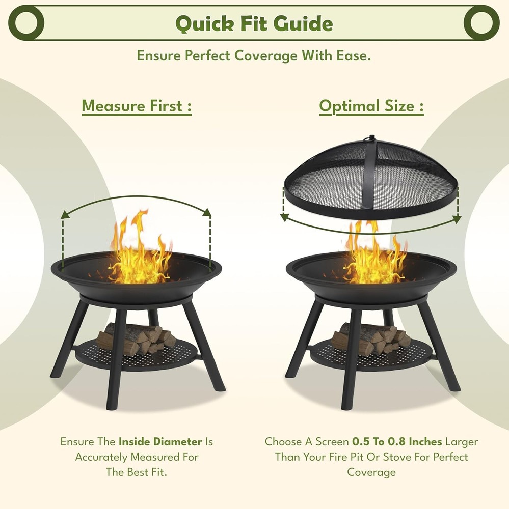 FEBTECH 18 Inch Fire Pit Spark Screen for Solo Stove Bonfire Accessories