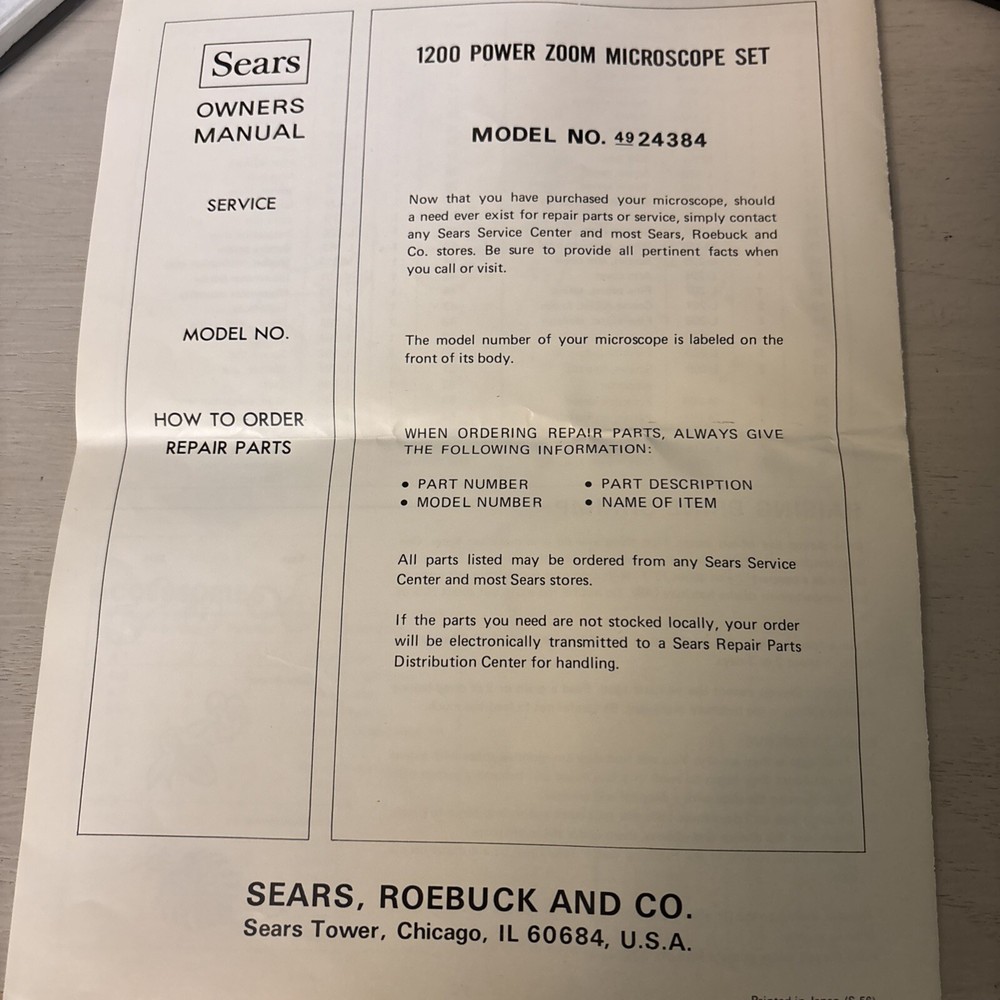 Sears Microscope Set Vintage