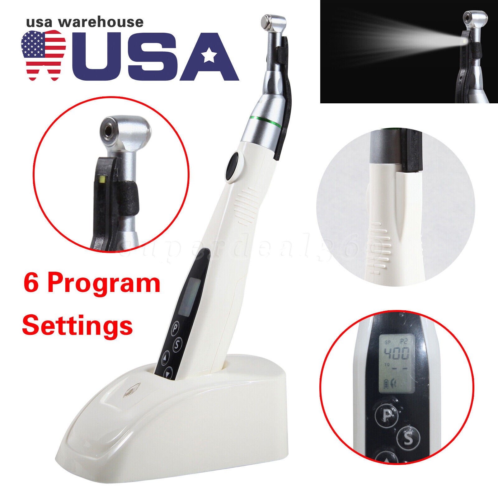 Dental Cordless LED Endo Motor Endodontic​ Treatment 16:1 Contra Angle Handpiece