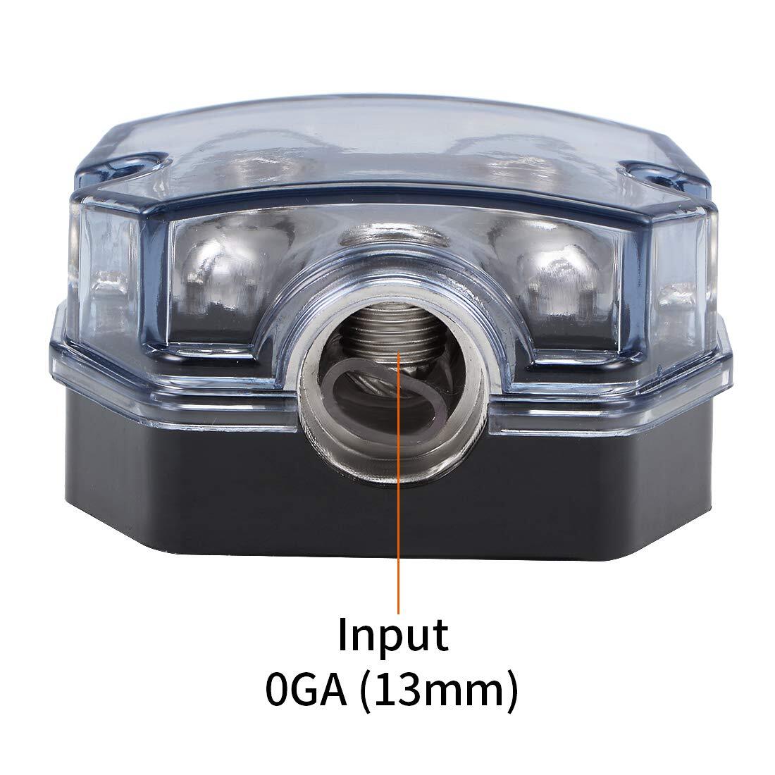 2 Way Distribution Block 0-4 AWG In, 4-8 AWG Out Car Audio Amp Power or Ground